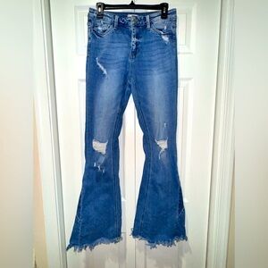 Altar’d State High Rise, distressed, super Flare Jeans size 28. GUC